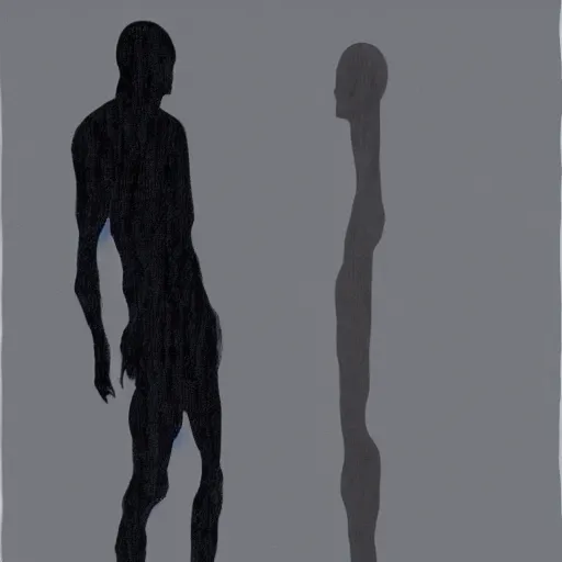 Image similar to portrait of spooky silhouette tall man with no face from the closet, moonlight, bedroom, horror, mystery, spooky, paranormal monster, photorealism inspired by wayne barlowe