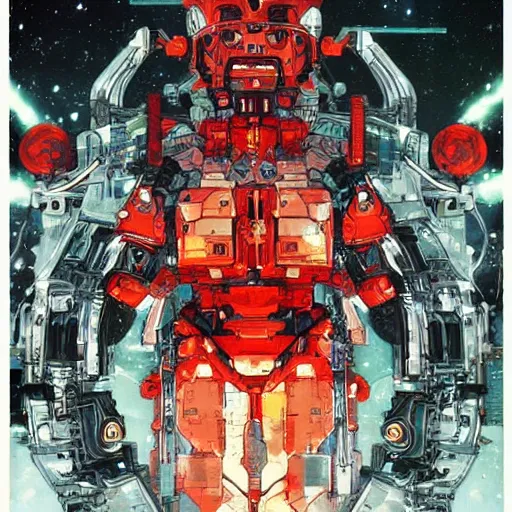 Prompt: the fullmetal wired neon friendly robot orion crosses the infinite tori gates between reality and simulation, hanafuda oil on canvas by ivan shishkin, james jean and yoji shinkawa