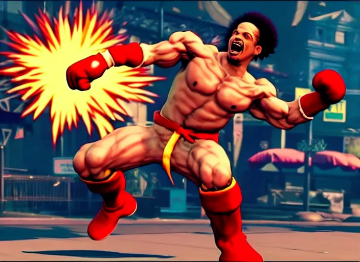 Image similar to eric andre in street fighter v ( 2 0 1 7 ), dynamic pose, official media, ps 4 in - game cinematic, 5 k