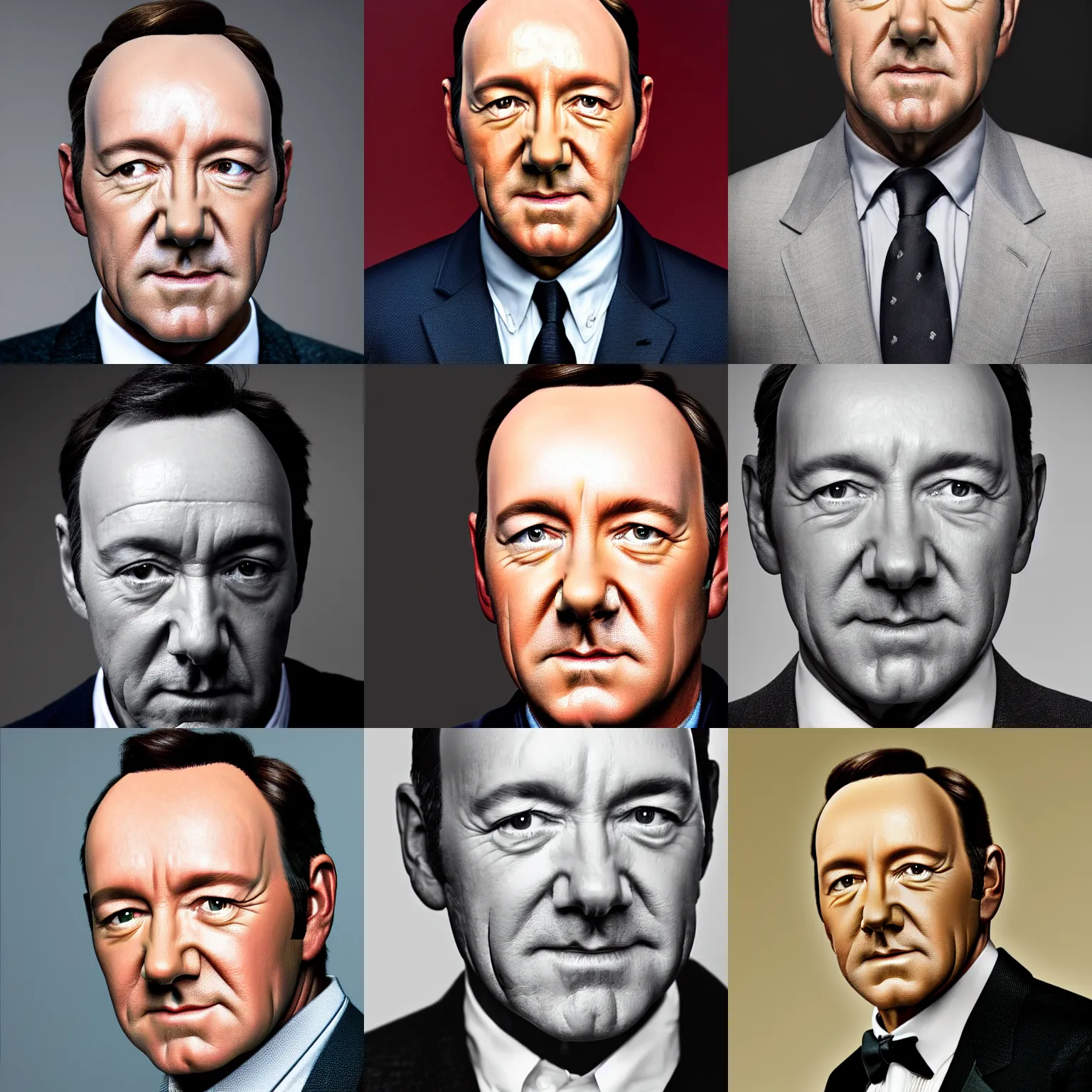 Prompt: detailed portrait of kevin spacey, studio photograph