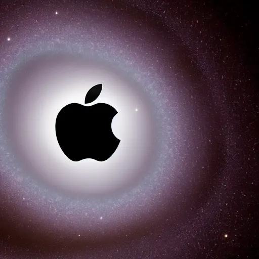 Image similar to apple falls into black hole becoming warped and stretched