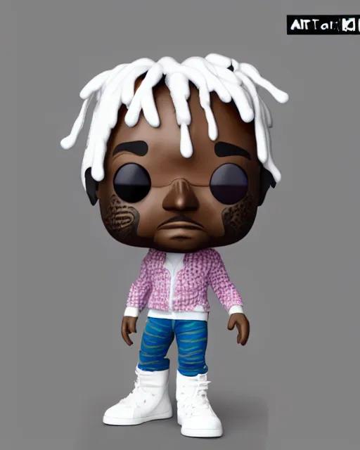 Image similar to full body 3d render of lil uzi vert as a funko pop, studio lighting, white background, blender, trending on artstation, 8k, highly detailed