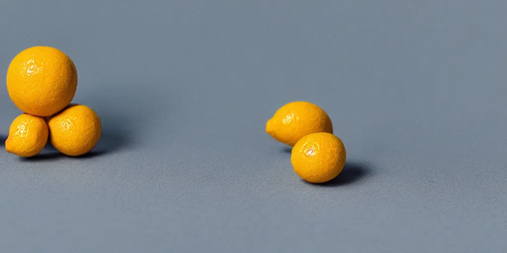 Prompt: a cinematic film still of a claymation stop motion film starring anthropomorphic lemons, shallow depth of field, 8 0 mm, f 1. 8