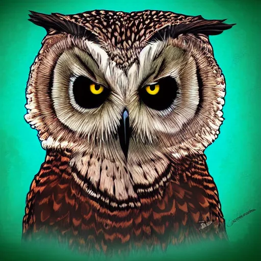 Image similar to danger owl. digital art.