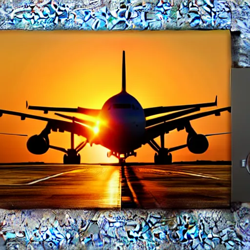 Prompt: boeing 7 4 7 airliner, sunset, realistic, high definition, 4 k