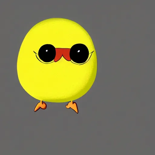 Image similar to yellow bird character with dot eyes, from adventure time,