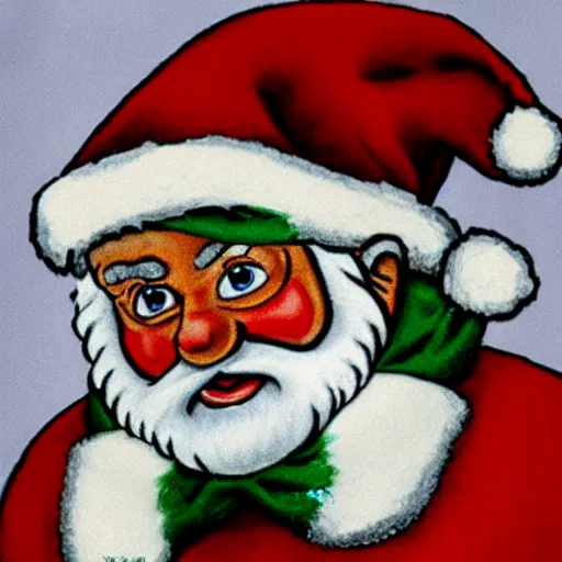 Image similar to Santa Claus in the style of Rat Fink