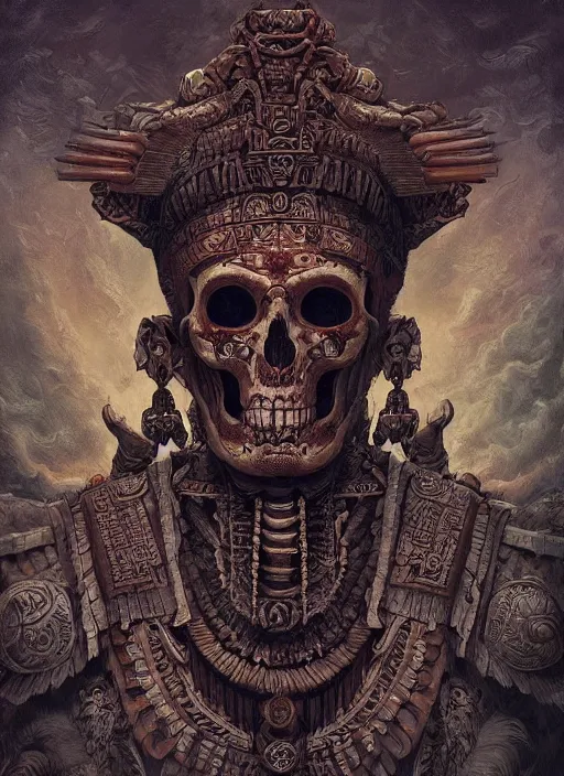 Image similar to digital _ painting _ of _ cizkin god of death mayan _ by _ filipe _ pagliuso _ and _ justin _ gerard _ symmetric _ fantasy _ highly _ detailed _ realistic _ intricate _ port