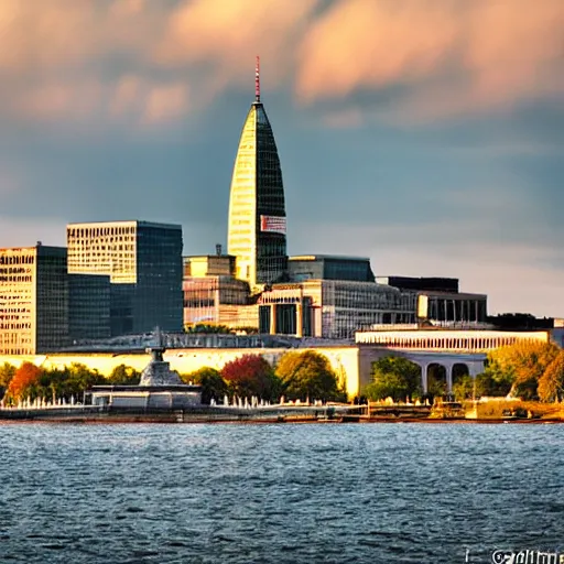 Image similar to madison wisconsin capital being attacked by godzilla ( 1 9 8 9 ) ( eos 5 ds r, iso 1 0 0, f / 8, 1 / 1 2 5, 8 4 mm, postprocessed, bokeh )