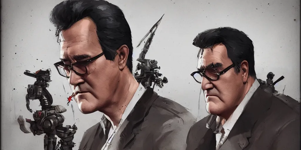 Image similar to bruce campbell portrait, contrast, kim jung gi, greg rutkowski, zabrocki, karlkka, jayison devadas, trending on artstation, 8 k, ultra wide angle, zenith view, pincushion lens effect