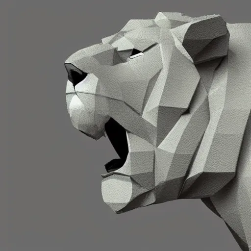Prompt: a full body, low poly 2d render of a lion, sideview, ultr hd