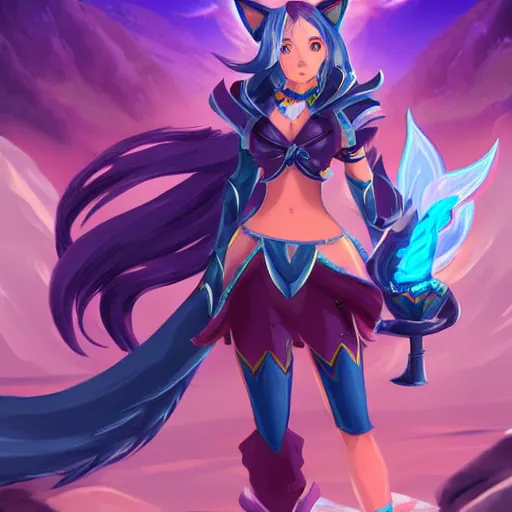 Image similar to a runeterra universe with ahri