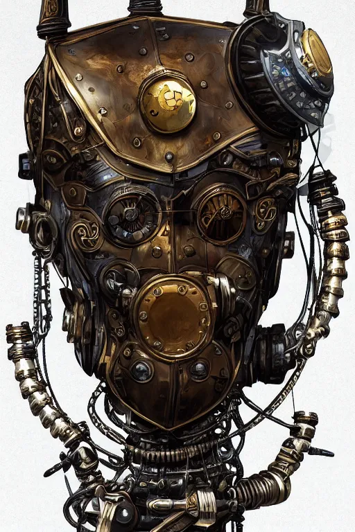 Image similar to steampunk helmet fantasy art mask robot ninja stylized digital illustration sharp focus, elegant intricate digital painting artstation concept art global illumination ray tracing advanced technology chaykin howard and campionpascale and cooke darwyn and davis jack