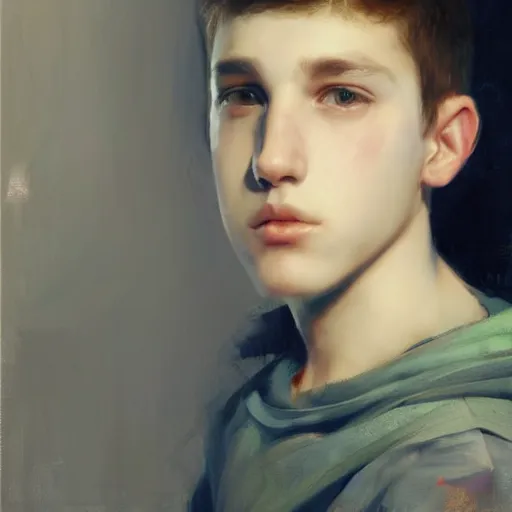 Image similar to stunning teen boy portrait by ruan jia