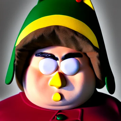 Image similar to Eric Cartman from south park realistic, 4k award winning photography portrait