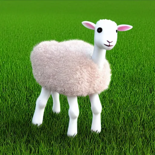 Prompt: baby lamb in a green field, pixar, 3 d model,