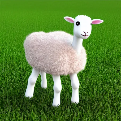 baby lamb in a green field, pixar, 3 d model,, Stable Diffusion