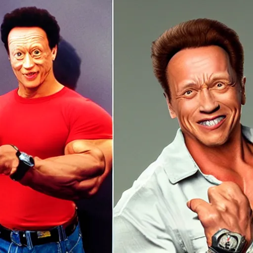 Prompt: rob schneider as arnold schwarzenegger