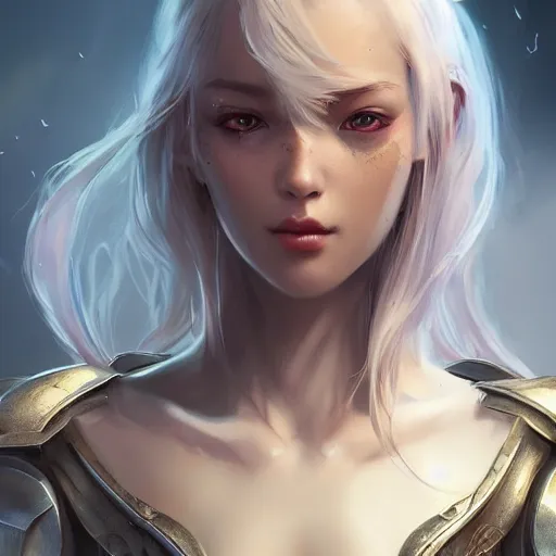 Prompt: fantasy young beautiful female Knight , made by Stanley Artgerm Lau, WLOP, Rossdraws, ArtStation, CGSociety, concept art, cgsociety, octane render, trending on artstation, artstationHD, artstationHQ, unreal engine, 4k, 8k,