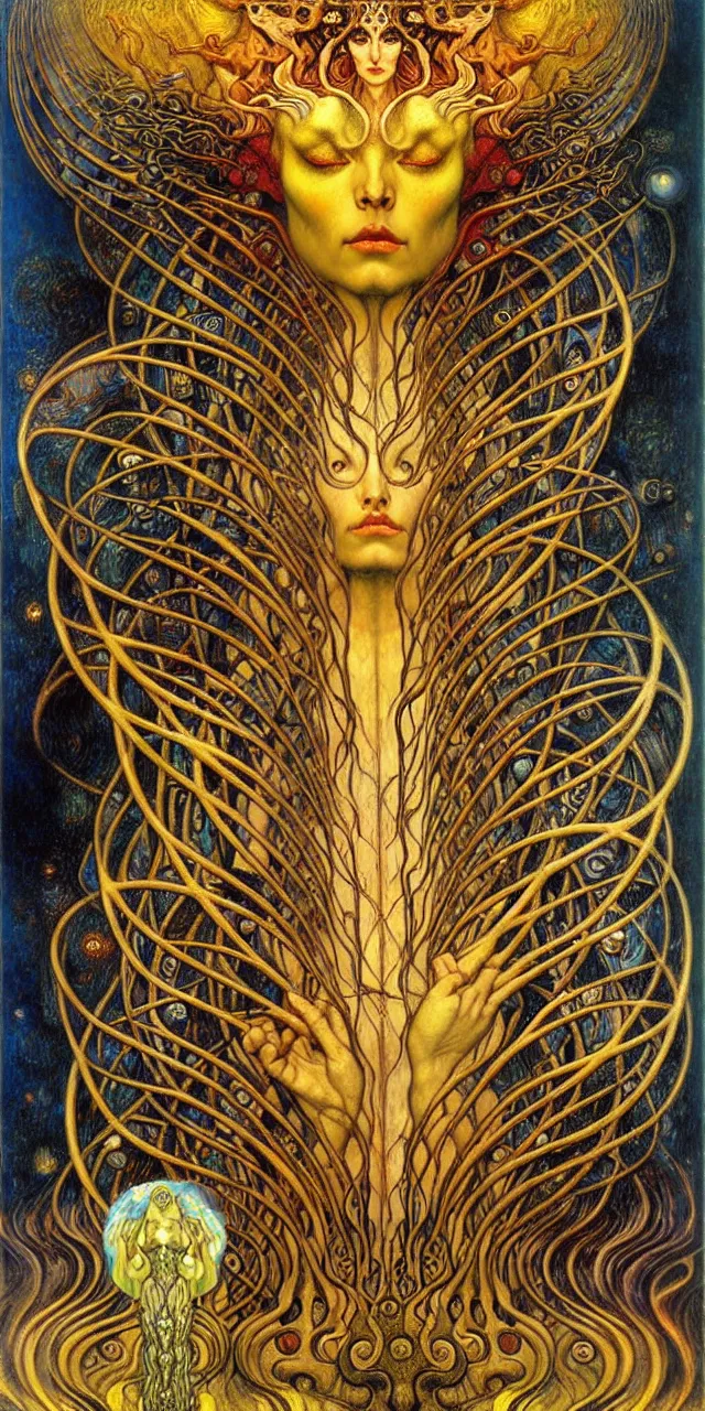 Image similar to Divine Chaos Engine by Karol Bak, Jean Delville, William Blake, Gustav Klimt, and Vincent Van Gogh, symbolist, visionary