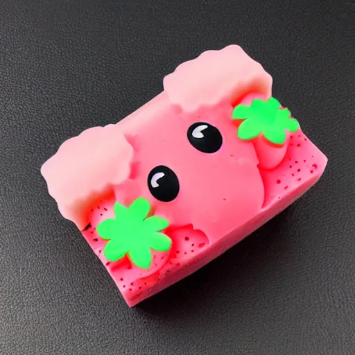 Image similar to strawberry shaped soap kawaii photo - realistic bubbly cute