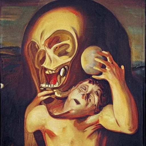 Image similar to saturn devouring his son, painting reproduction