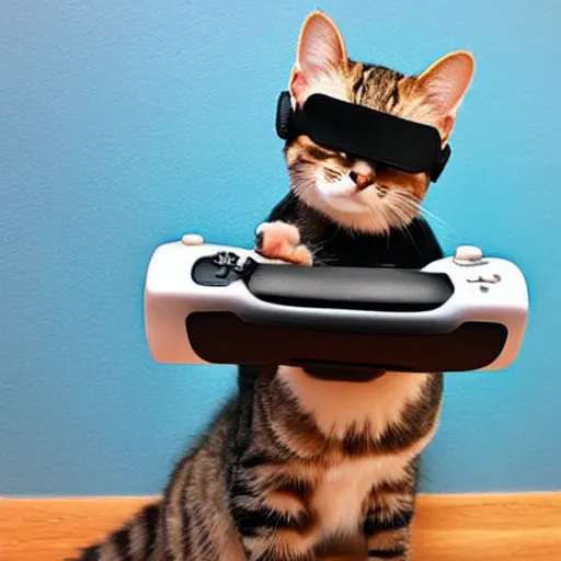 Image similar to cat wearing vr goggles