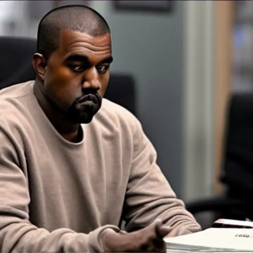 Prompt: Kanye west in the office 4K quality super realistic