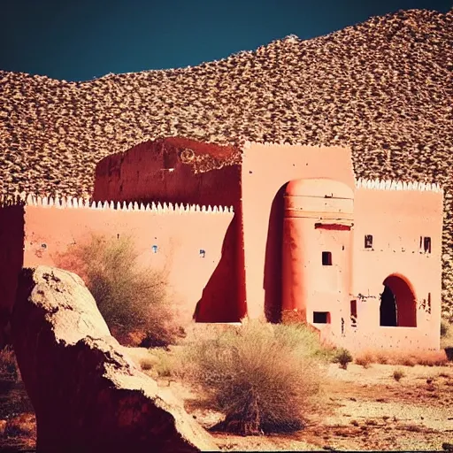 Prompt: “a matte panting of a old fort in desert”