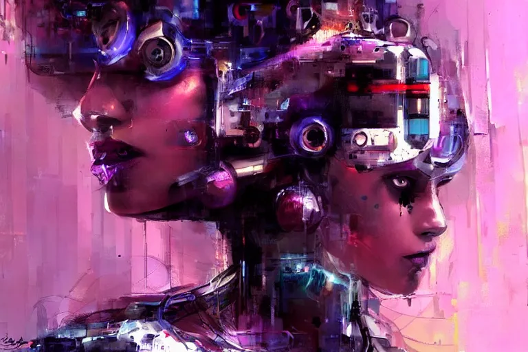 Image similar to cyberpunk robot cyborg portrait art scifi car in the background by yossi kotler, soft lighting, beautiful, smooth, pastel colors