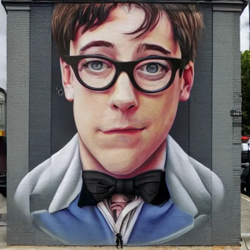 Prompt: Street-art portrait of Matthew Broderick from Ferris Bueller's Day Off movie in style of Etam Cru