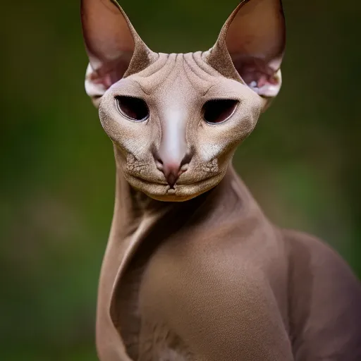 Image similar to Egyptian sphinx cat bear hybrid photo, award-winning animal photography