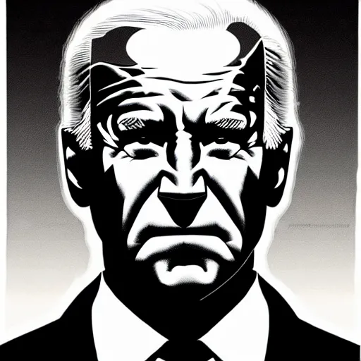 Image similar to Joe Biden looking sinister, by Tsutomu Nihei, highly detailed