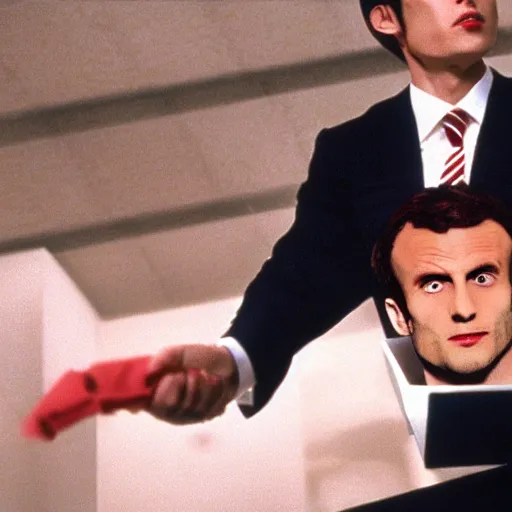 Image similar to Japanese Emmanuel Macron in American Psycho (1999)