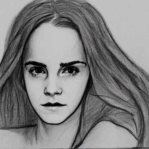 Prompt: child's drawing of emma watson.