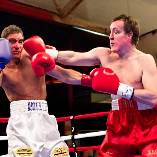 Prompt: Gordon Brown in a boxing match with David Cameron