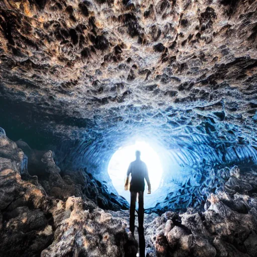 Prompt: head of neco - ark emerges from a lava lake, cave background, high detail, lava reflections, cave reflecting in the lava lake, dramatic shot