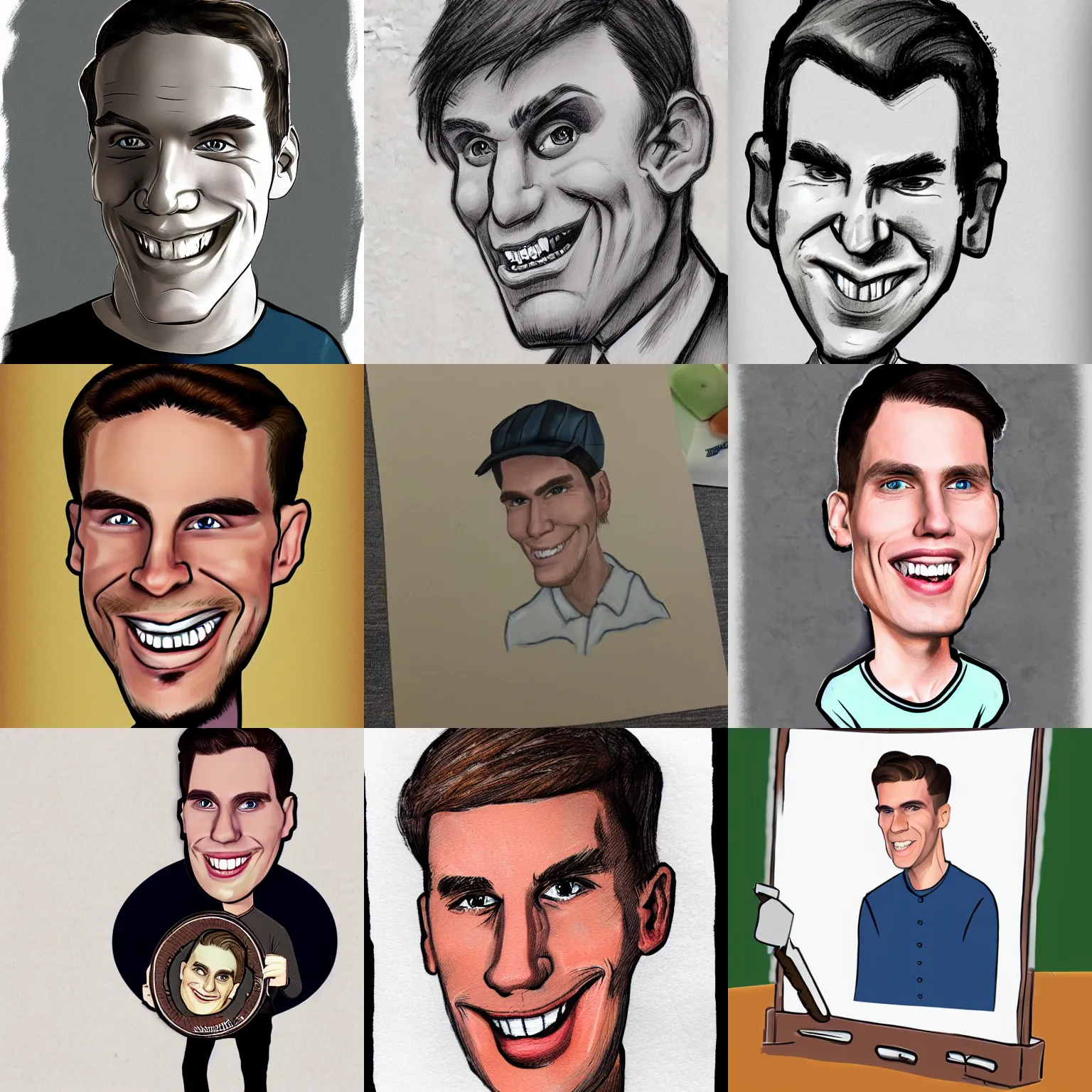 Prompt: a caricature portrait of streamer jerma985