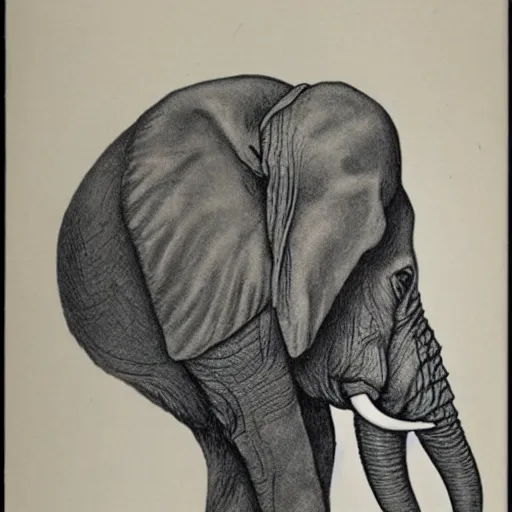 Prompt: human body with head of elephant