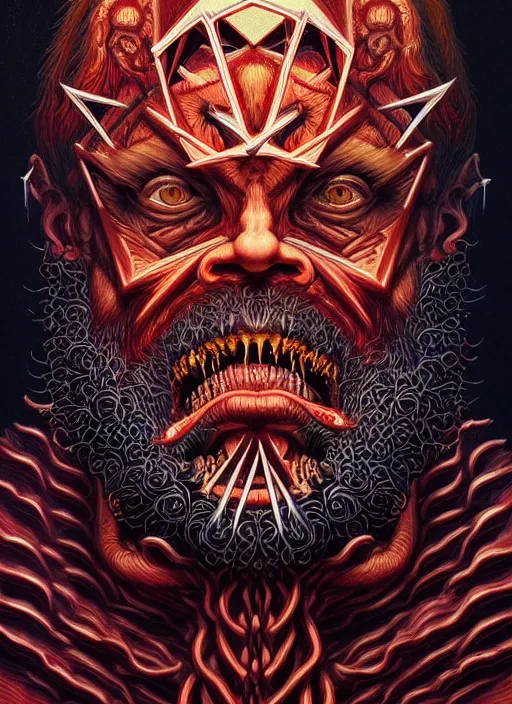 Image similar to hyper detailed ultra sharp beautiful orthodox satan icon, horror, hybrid human, trending on artstation, byzantine aesthetic, epic, religious, decadent, majestic, intricate, digital painting, concept art, smooth, sharp focus, illustration, art by josan gonzalez, felix englund, killian eng and zdizslaw beksinski