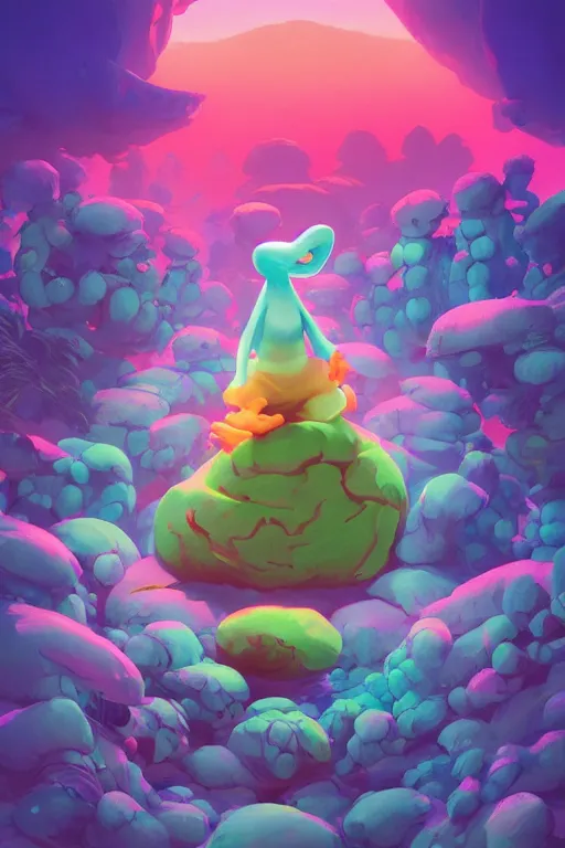 Image similar to smurf ghost creature animal sushi cristal very big eye roots cactus elemental flush of force nature micro world fluo fishscale, behance hd by jesper ejsing, by rhads, makoto shinkai and lois van baarle, ilya kuvshinov, rossdraws radiating a glowing aura global illumination ray tracing hdr