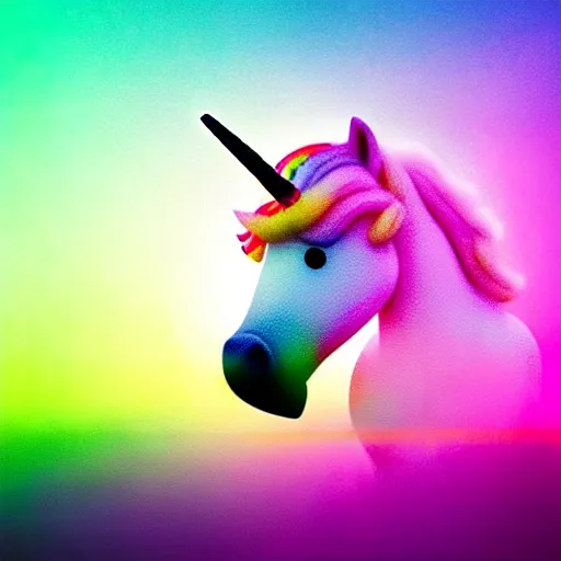 Image similar to an ultra high definition telephoto pastel coloured wildlife photograph of a magic unicorn eating an ice cream in a magical field. refraction, volumetric lighting iridescence.