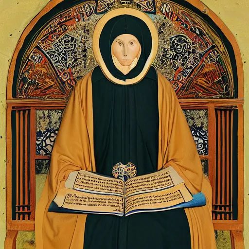 Image similar to A portrait of Hildegard Von Bingen by Juergen Teller, photograph, XF IQ4, 150MP, 50mm, f/1.4, ISO 200, 1/160s, natural light, Adobe Photoshop, Adobe Lightroom, DxO Photolab, Corel PaintShop Pro, rule of thirds