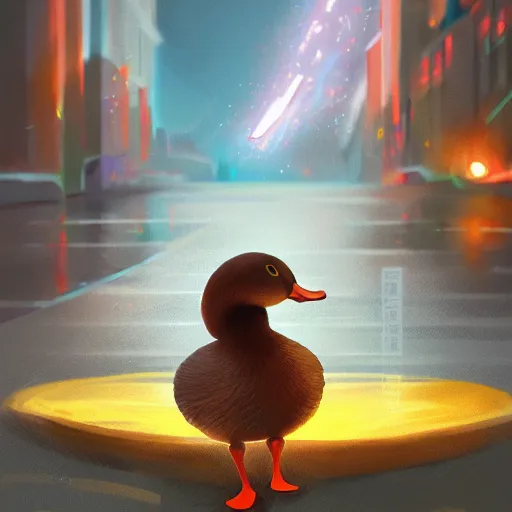 Image similar to duck drinks energy napiokmonstr energy, concept art, wlop, digital painting, trending on artstation, highly detailed, epic composition, official media, 8 k uhd