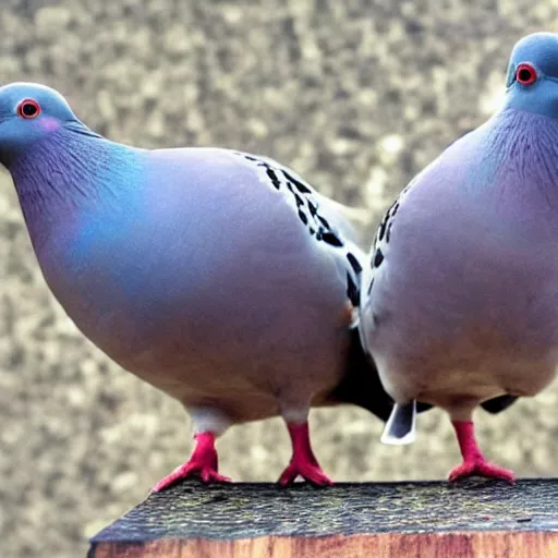 Prompt: a pigeon with three heads, surreal