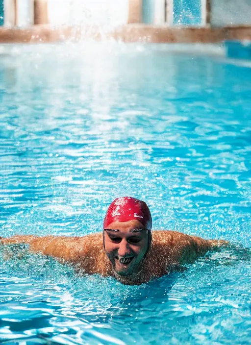 Prompt: man swimming in a pool full of liquid gold