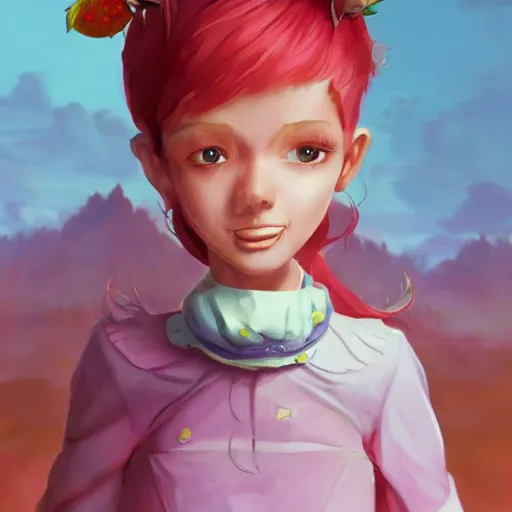 Image similar to painted portrait of a strawberry shortcake, fantastically pastel colors, octane render, matte painting concept art, official fanart behance hd artstation by jesper elsing, by rhads and makoto shinkai and lois van baarle and ilya kuvshinov and rossdraws