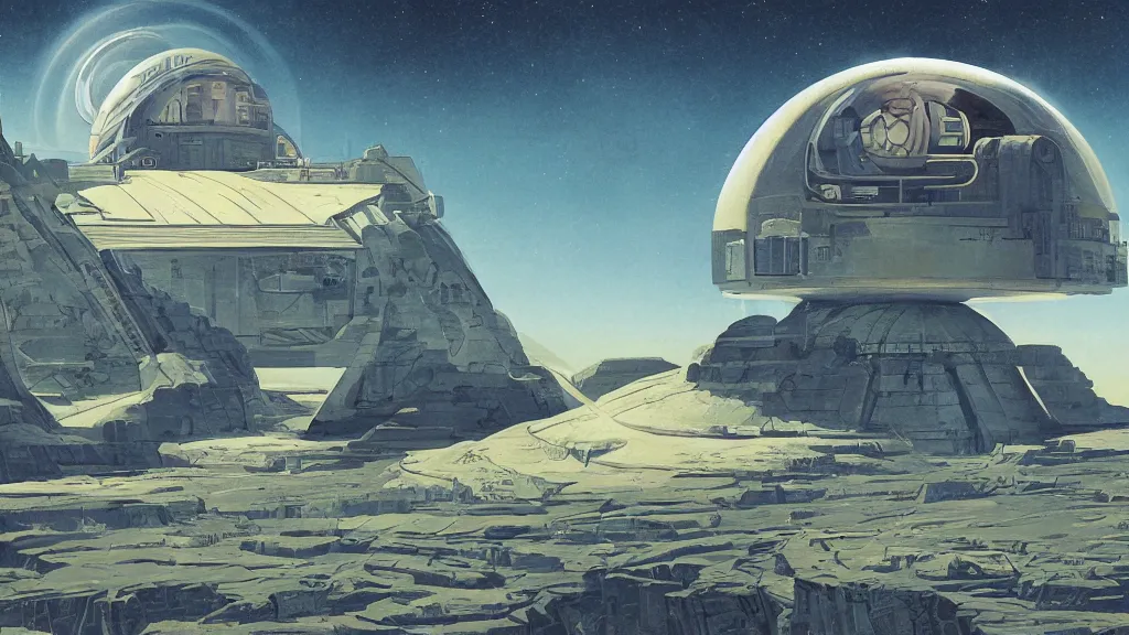 Image similar to artwork in the style of chesley bonestell and in the style of finnian macmanus.