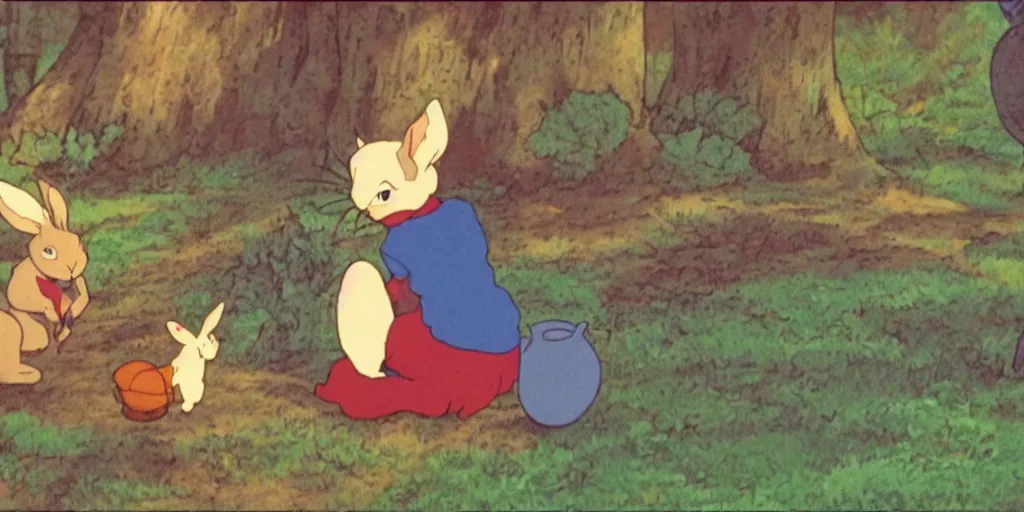 Image similar to a rabbit in the movie kiki's delivery service, screenshot