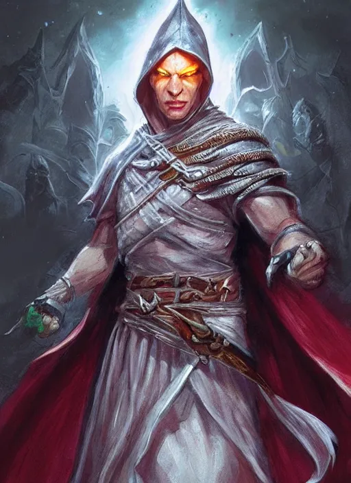 Image similar to white hood figure, ultra detailed fantasy, dndbeyond, bright, colourful, realistic, dnd character portrait, full body, pathfinder, pinterest, art by ralph horsley, dnd, rpg, lotr game design fanart by concept art, behance hd, artstation, deviantart, hdr render in unreal engine 5